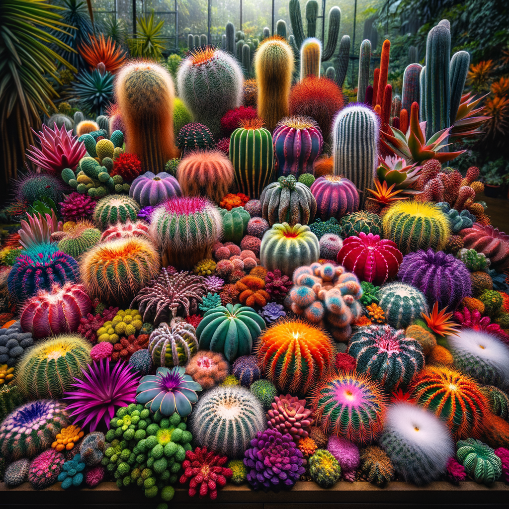 Vibrant collection of the most colorful cacti varieties thriving indoors and outdoors, with a cacti care guide and tips for growing colorful cacti.