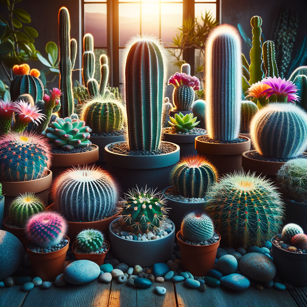 Indoor cactus garden featuring diverse cactus companion plants and succulent companions, illustrating indoor plant diversity and providing indoor gardening tips for cactus care.
