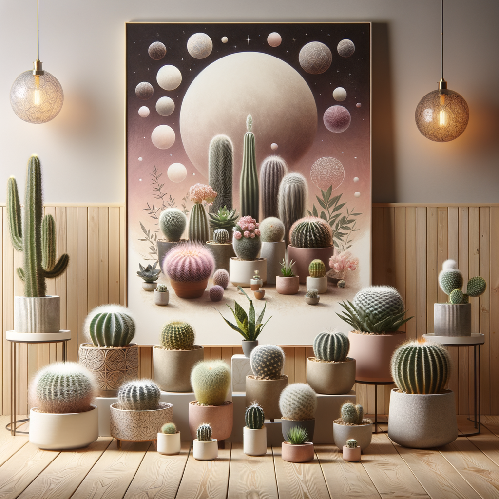 Assortment of scented cacti varieties in a home setting, demonstrating the aromatherapy benefits and unique scents of indoor plants for home aromatherapy.