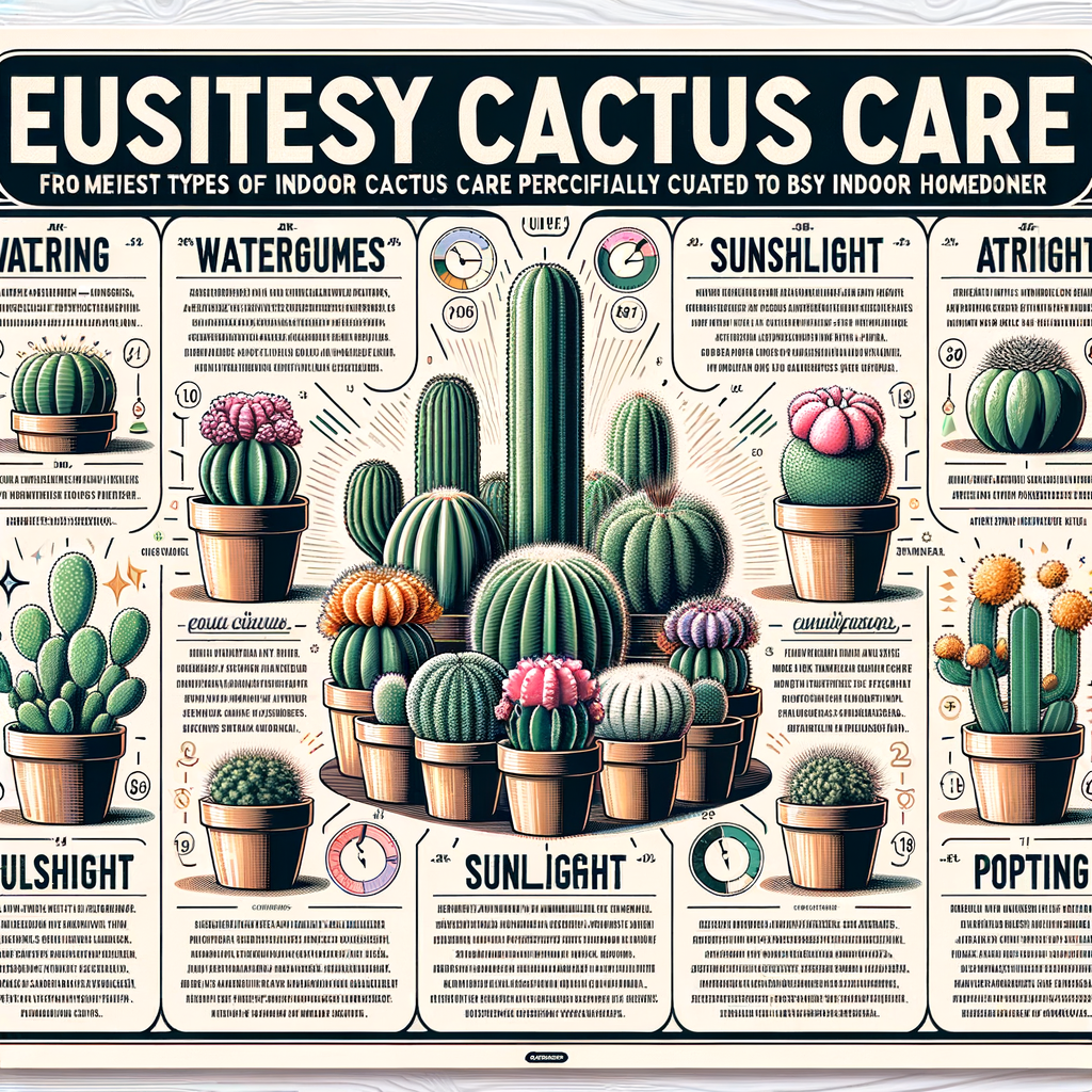 Infographic providing quick and easy cactus care tips for busy homeowners, highlighting indoor cactus care, cactus maintenance, and succulent care tips.