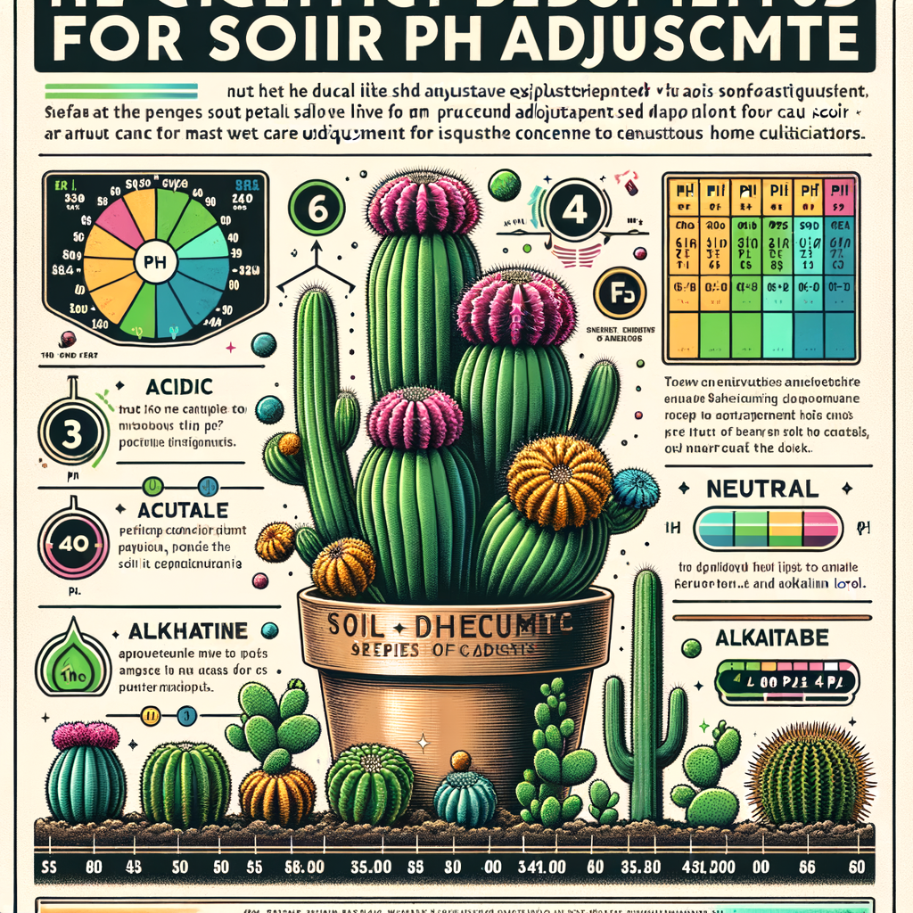 Comprehensive infographic detailing ideal cactus soil pH levels, tips for adjusting soil pH for home growers, and essential cactus care advice, perfect for indoor cactus growing at home.