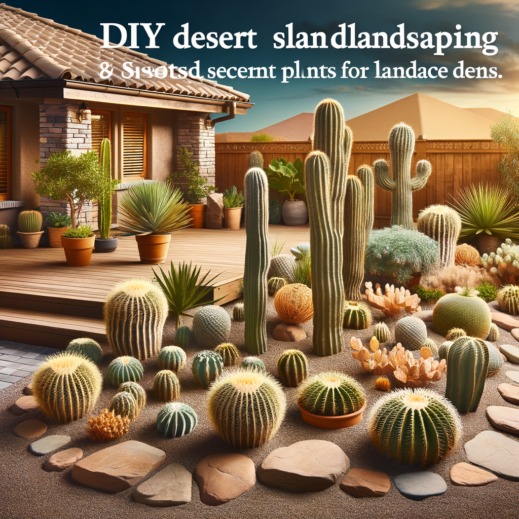 Backyard desert landscape featuring a variety of cacti and desert plants for landscaping, showcasing DIY desert landscaping ideas and a stunning cacti garden design.