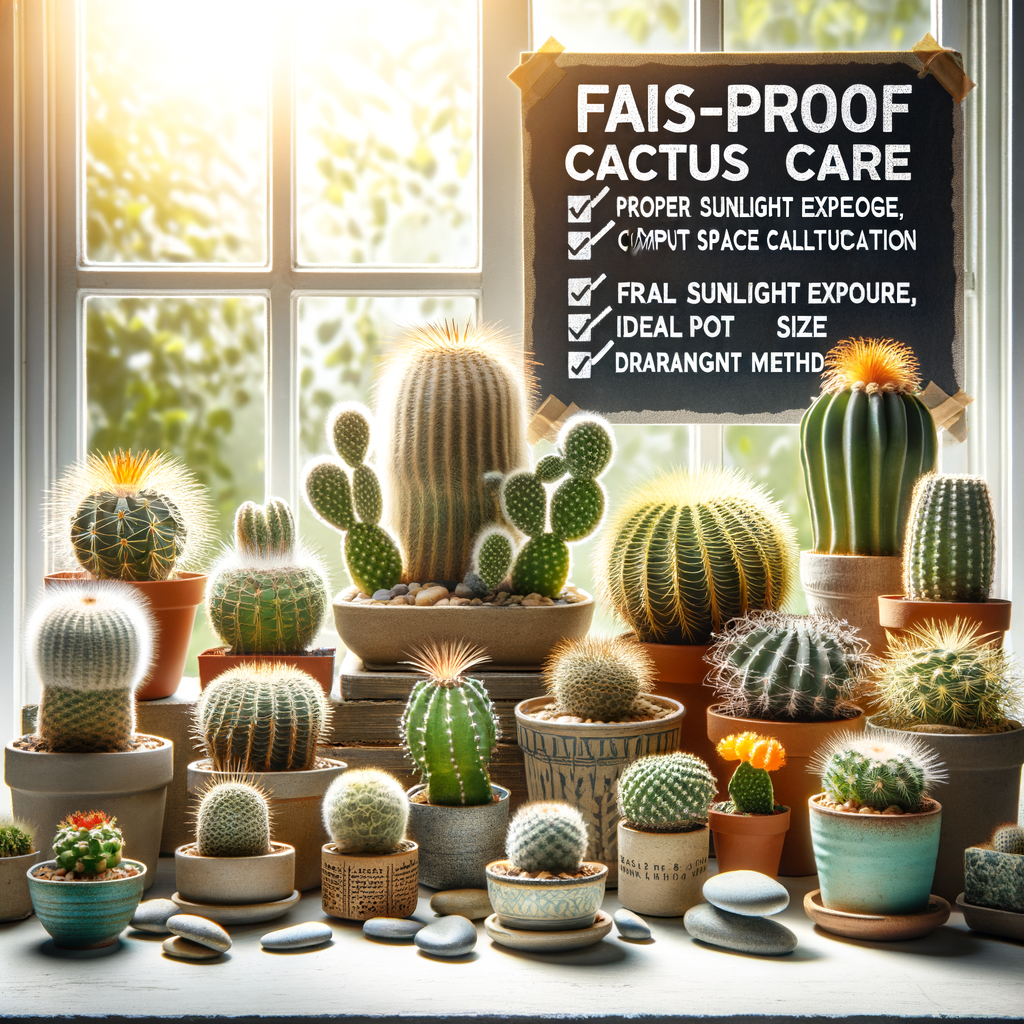 Indoor cactus garden showcasing cactus varieties for small space gardening on a sunny windowsill, with DIY elements and cactus care tips for creating indoor gardens.