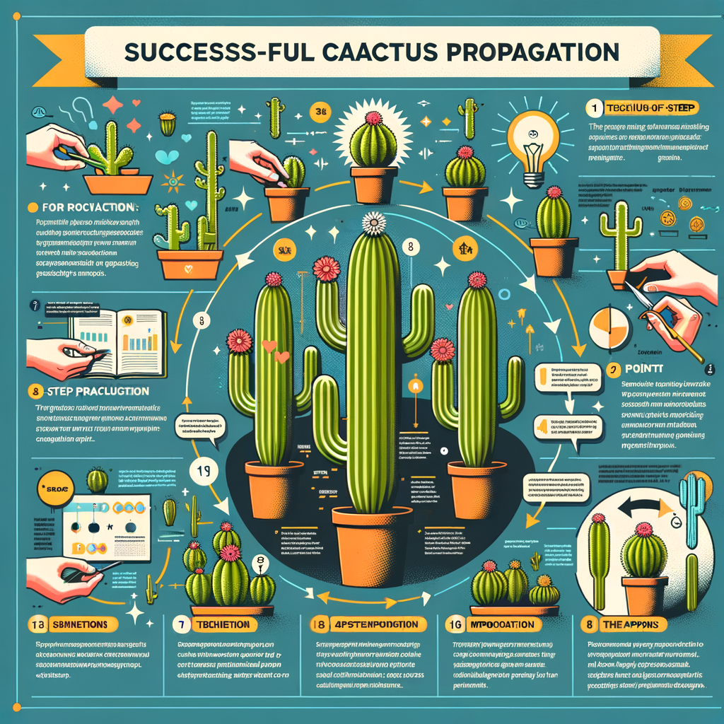 Infographic illustrating successful cactus propagation techniques, methods, and tips as per the cactus propagation guide, revealing secrets for propagating cacti successfully.