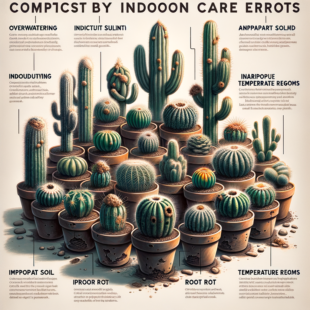 Indoor cacti care mistakes showcasing risks and health hazards of cacti indoor cultivation, providing valuable cacti growing tips to avoid common indoor cacti problems.