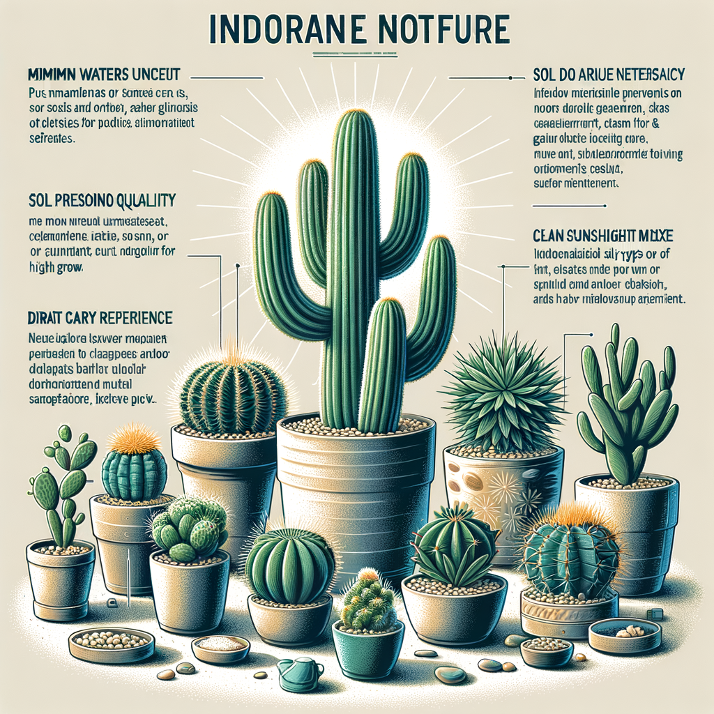 Variety of indoor cacti in pots illustrating cacti care, cactus maintenance, cacti watering, cacti soil and light requirements, benefits of cacti as low-maintenance plants, and easy to care plants for home or office.